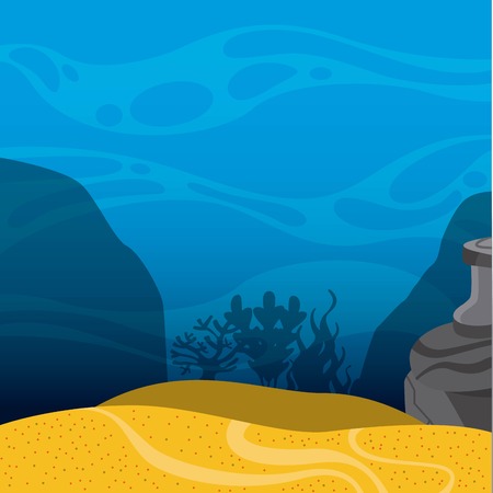 Sea life concept represented by under sea landscape icon. Colorfull and flat illustration.のイラスト素材