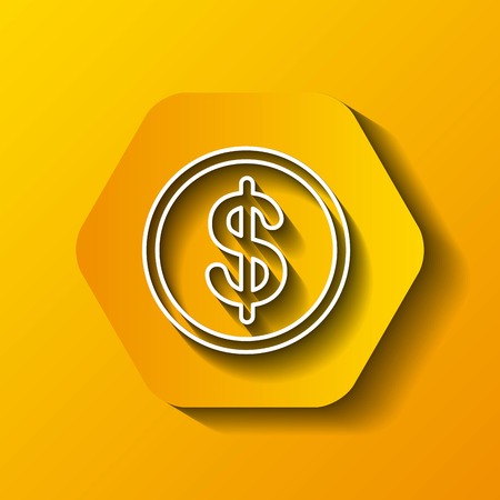 Money concept represented by white coin icon. Colorfull and flat illustration. Hexagon shapeのイラスト素材