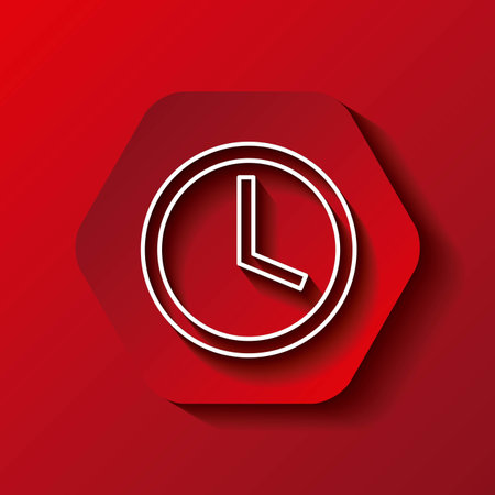 Time concept represented by white clock icon. Colorfull and flat illustration. Hexagon shape