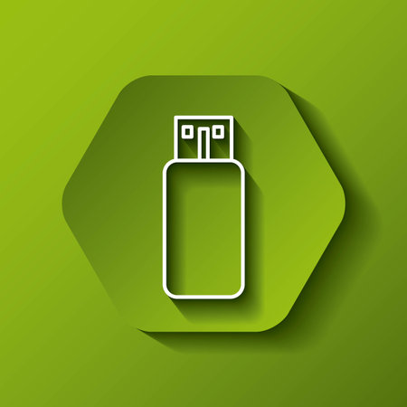Gadget concept represented by white usb icon. Colorfull and flat illustration. Hexagon shape