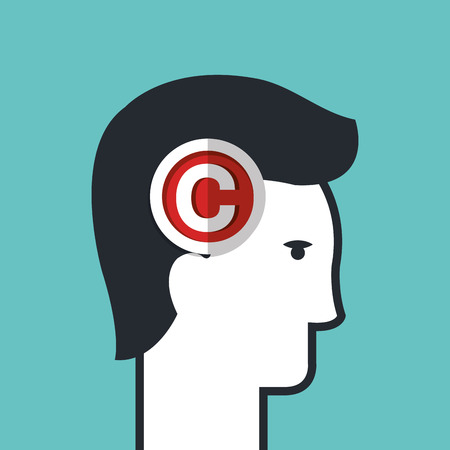 copy right seal over head human  isolated icon design, vector illustration  graphicのイラスト素材