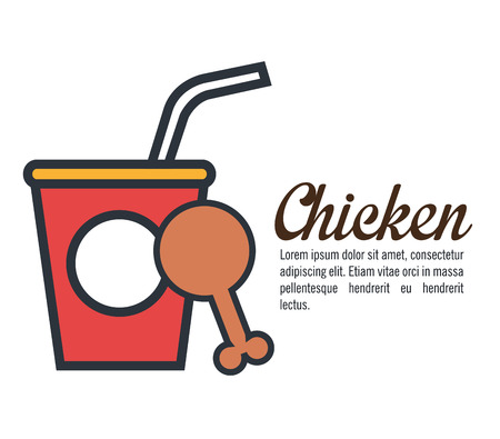 hot chicken meat with soda  isolated icon design, vector illustration  graphicのイラスト素材