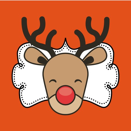 Merry Christmas concept represented by reindeer cartoon icon. Colorfull illustration.のイラスト素材