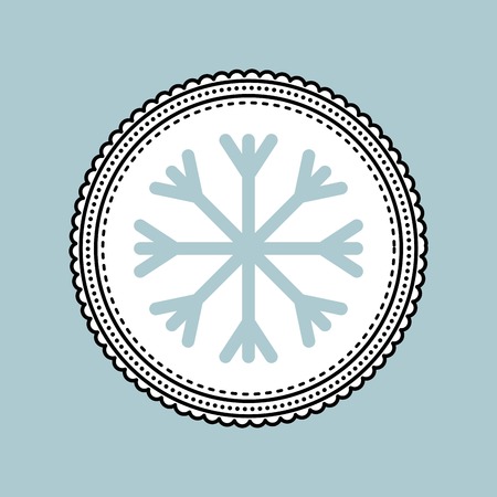 Merry Christmas concept represented by snowflake inside seal stamp icon. Colorfull illustration.のイラスト素材