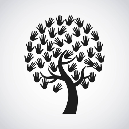 Teamwork concept represented by human hand icon. Black and White illustration.のイラスト素材