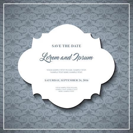 Invitation and save the date concept represented by decoration card icon. Blue and frame illustration.のイラスト素材