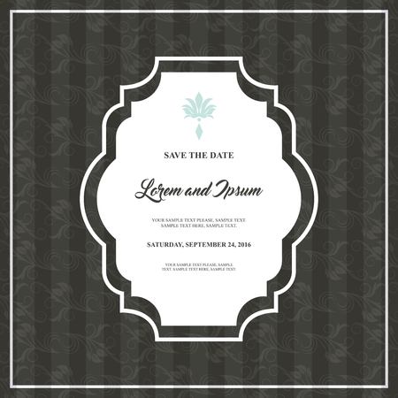 Invitation and save the date concept represented by decoration card icon. Grey and frame illustration.のイラスト素材