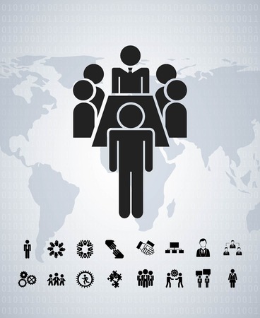 Businesspeople concept represented by pictogram and map of earth icon. Isolated and flat illustration.のイラスト素材