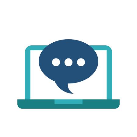 Media concept represented by bubble and laptop icon. Colorfull and flat illustration.のイラスト素材