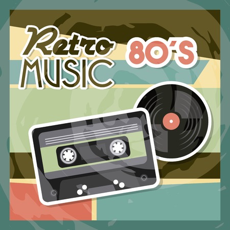 Retro and Music concept represented by cassette vinyl  icon. Colorfull and vintage illustration.のイラスト素材