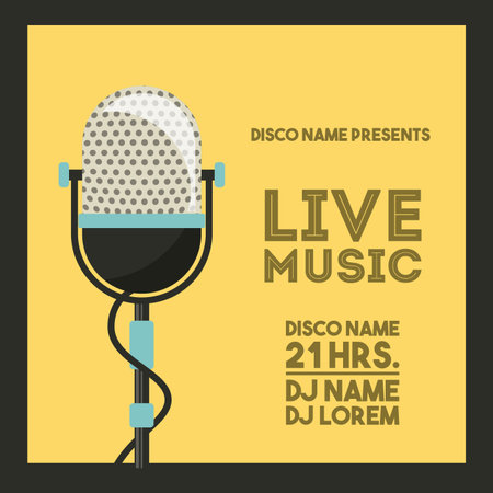 Retro and Music concept represented by microphone icon. Colorfull and vintage illustration.