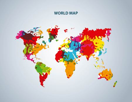 World and Map concept represented by earth icon. Colorfull and splash illustration.のイラスト素材