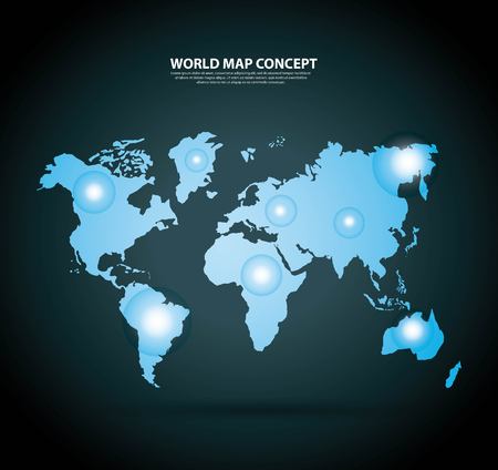 World and Map concept represented by earth and lights icon. Blue illustration.のイラスト素材