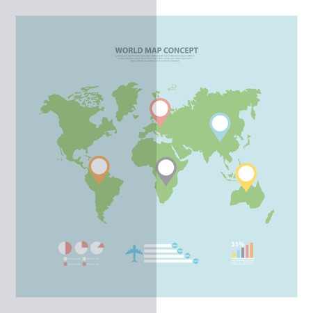 World and Map concept represented by gps mark and infographic icon. Colorfull illustration.のイラスト素材