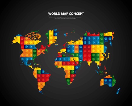 World and Map concept represented by puzzle icon. Colorfull and geometric illustration.のイラスト素材
