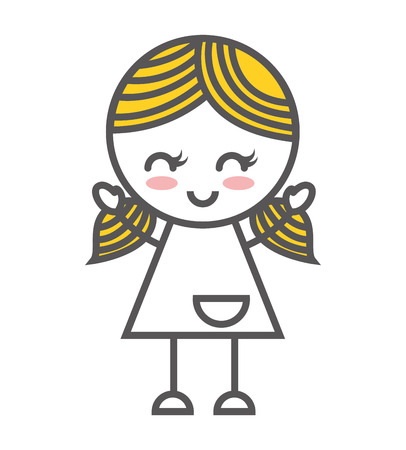 little girl drawing icon isolated vector graphicのイラスト素材