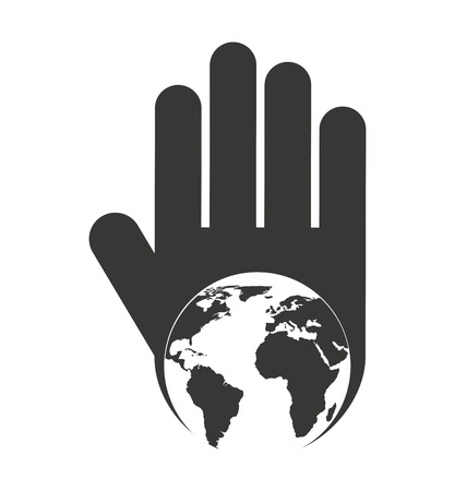 hand human stop planet earth silhouette vector isolated graphicのイラスト素材