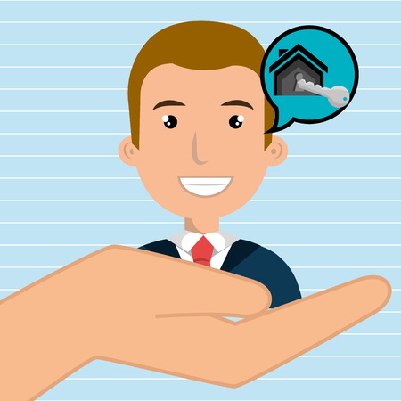 man hand house key vector illustrationのイラスト素材