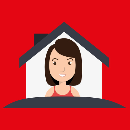 woman house insurance red vector illustrationのイラスト素材