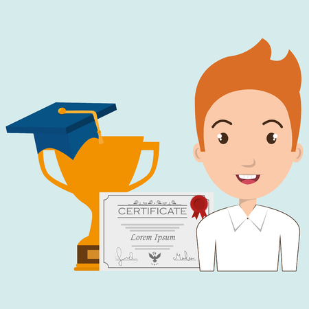 student graduation diploma trophy vector illustrationのイラスト素材