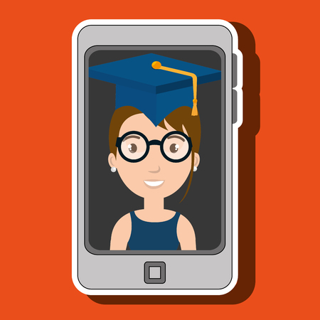 student graduation smartphone cap vector illustrationのイラスト素材