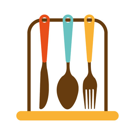 kitchen set cutlery tools icon vector illustration graphicのイラスト素材