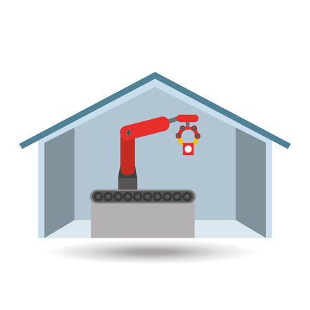 robotic arm in house, industry icon, vector illustrationのイラスト素材