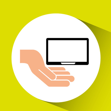 hand with tablet device icon, vector illustrationのイラスト素材