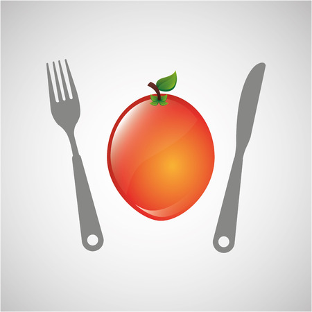 fruit with knife and work, vector illustrationのイラスト素材