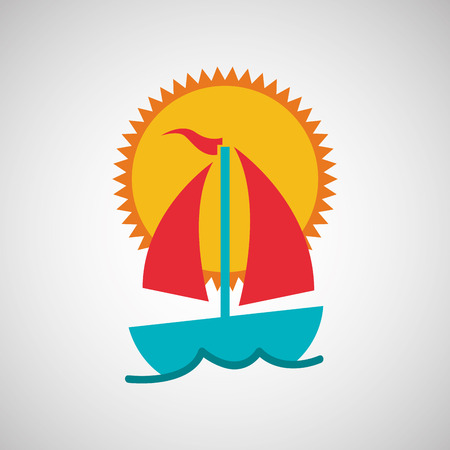 boat, vacation on beach icon, vector illustrationのイラスト素材
