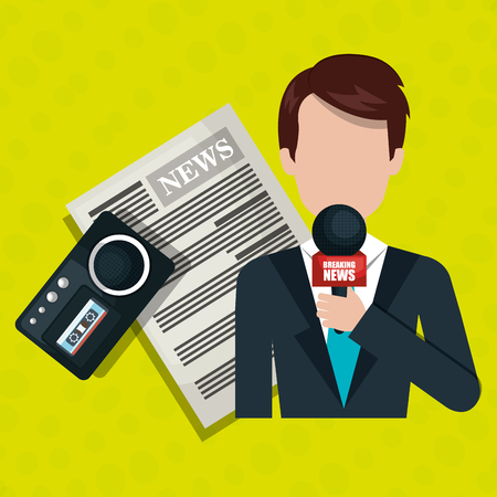reporter avatar with newspaper isolated icon design, vector illustration  graphicのイラスト素材