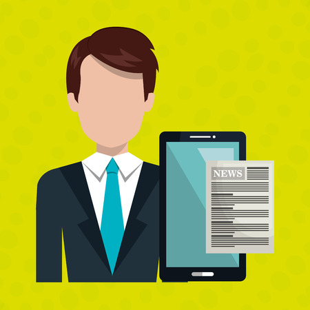 businessman with smartphone isolated icon design, vector illustration  graphicのイラスト素材