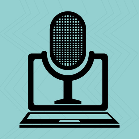 computer laptop with microphone isolated icon design, vector illustration  graphicのイラスト素材