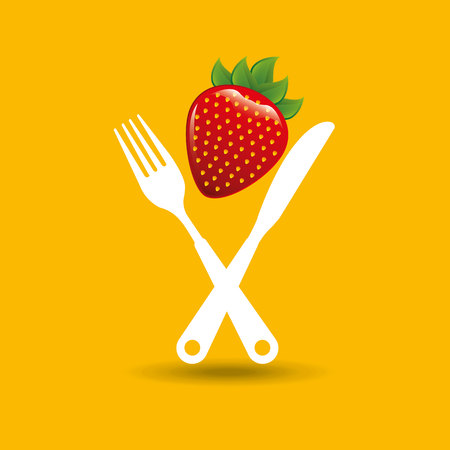 strawberry on cup, fresh fruit icon, vector illustrationのイラスト素材