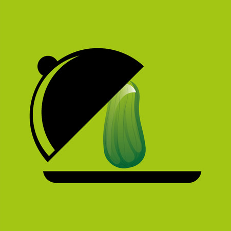 cucumber with knife and work, vector illustrationのイラスト素材