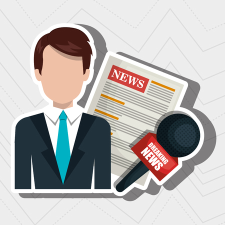 reporter avatar with newspaper isolated icon design, vector illustration  graphicのイラスト素材