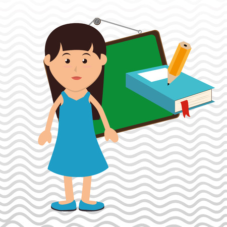 kid with chalkboard and pencil  isolated icon design, vector illustration  graphicのイラスト素材