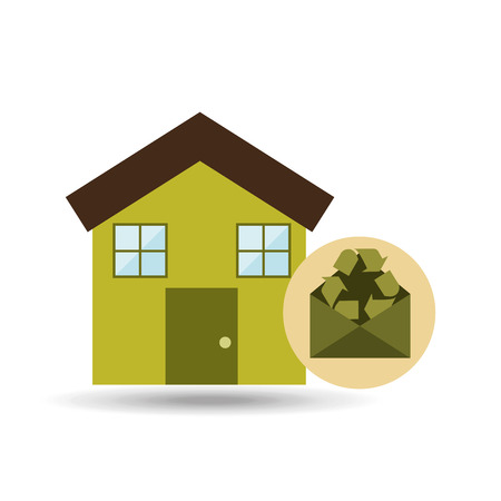 ecology house with recycling bag icon, vector illustrationのイラスト素材