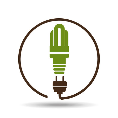 save energy icon, green light bulb, vector illustrationのイラスト素材