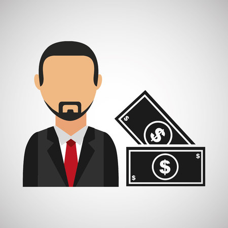 business man with cash icon, vector illustrationのイラスト素材