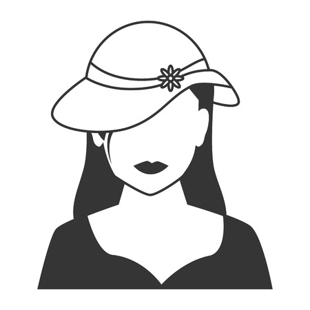 woman profile silhouette, isolated flat icon designのイラスト素材