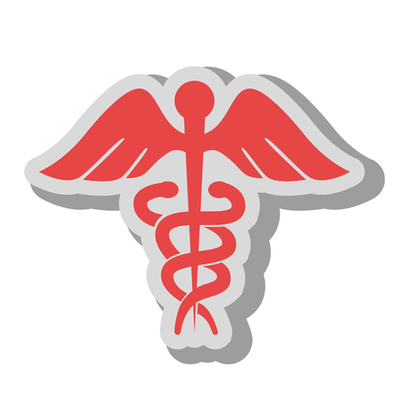 Medical healthcare caduceus isolated flat icon, vector illustration graphic design.のイラスト素材