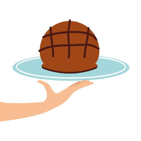 tray of round loaf, fresh bakery products, vector illustrationのイラスト素材