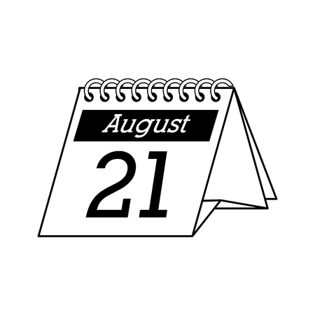 calendar desk august 21 month monthly number day office vector graphic isolated and flat illustrationのイラスト素材