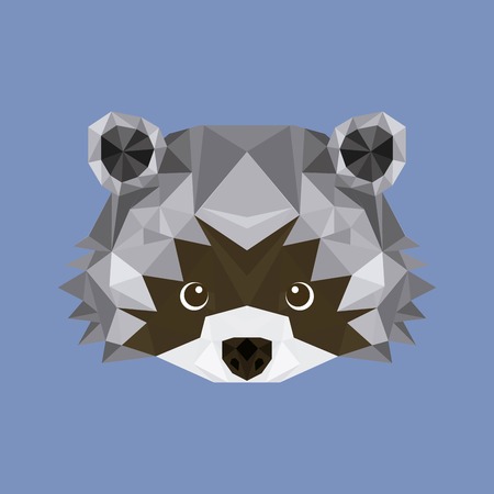 raccoon low poly animal, vector illustrationのイラスト素材