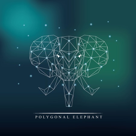 elephant low poly animal, vector illustrationのイラスト素材