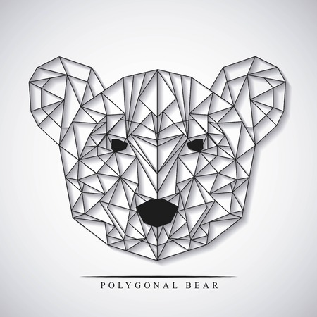 bear low poly animal, vector illustrationのイラスト素材