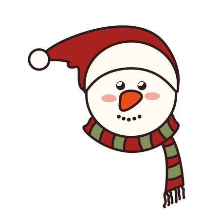 snowman face christmas season xmas hat nose smiling happy cold vector graphic isolated and flat illustrationのイラスト素材