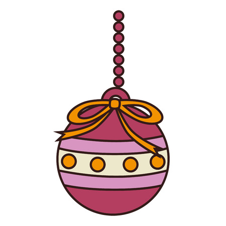 christmas ball decoration season sphere traditional celebration object vector graphic isolated and flat illustrationのイラスト素材