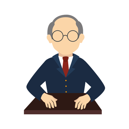 old man glasses age important executive business businessperson man suit silhouette tie vector graphic isolated and flat illustrationのイラスト素材